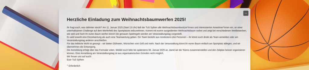 Einladung zum Weihnachtsbaumwerfen 2025!