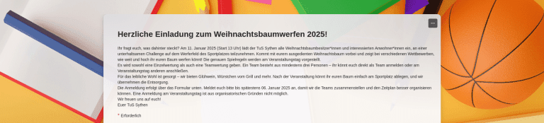 Einladung zum Weihnachtsbaumwerfen 2025!