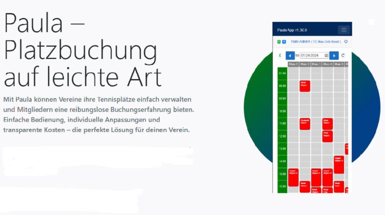 Verwendung der Paula-App zur Platzbuchung